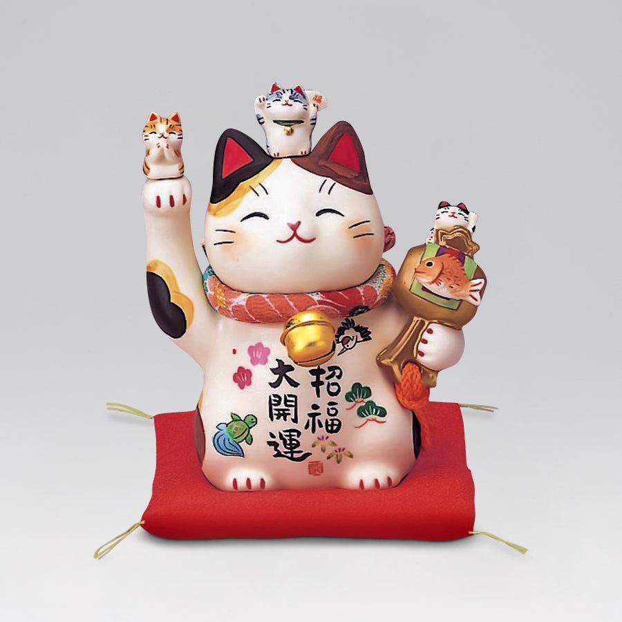 特大招き猫　開運招福　陶器製 縁起物 高41cm新品未使用 彩絵招福大開運招き猫(ちりめん首輪付・4号) – 中外陶園オンラインストア