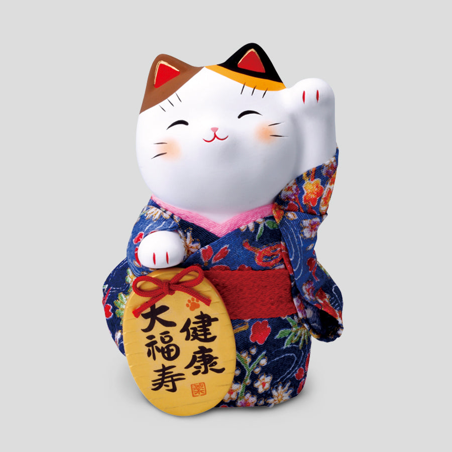 錦彩ちりめん小判招き猫(健康・大) – 中外陶園オンラインストア