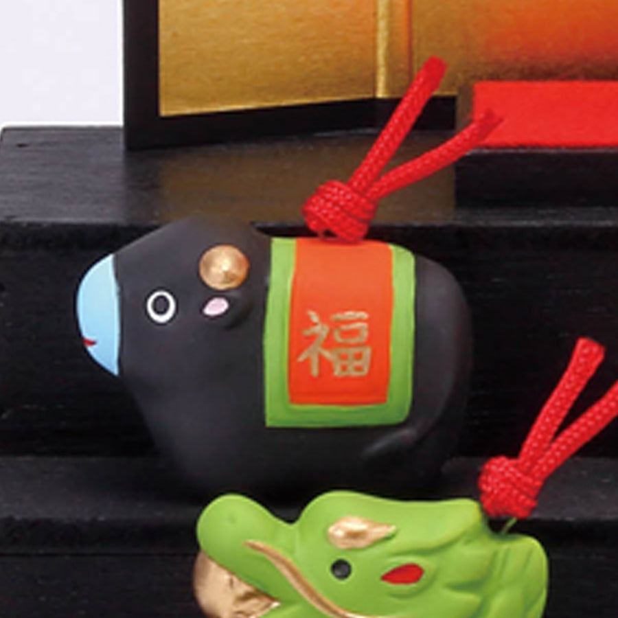 №97 錦彩招福寿々十二支段飾り(土鈴・小)※単品 丑(うし) – 中外陶園