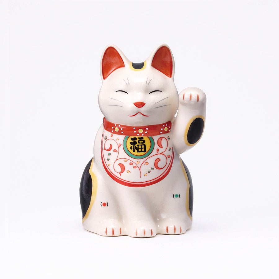 万福唐草 招き猫　ペア 陶彩万福唐草招き猫(左手上げ・中) – 中外陶園オンラインストア