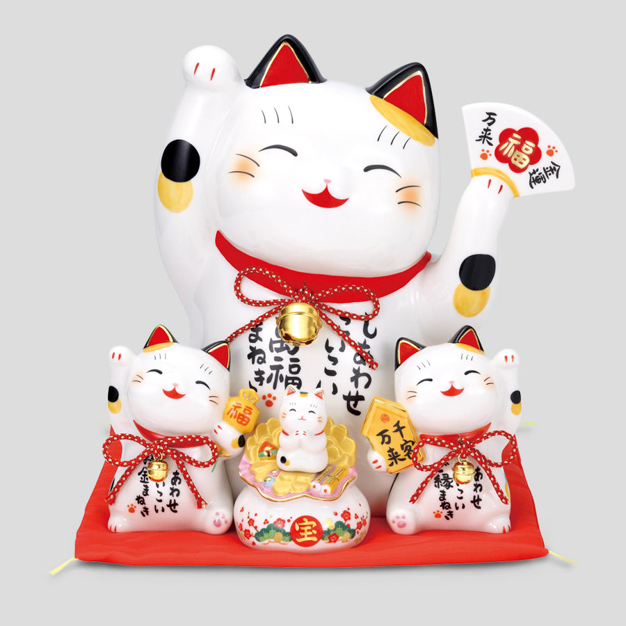 福まねき 作家作品 まねき猫 彩絵お金まねき猫(萬福まねき)(貯金箱) – 中外陶園オンラインストア