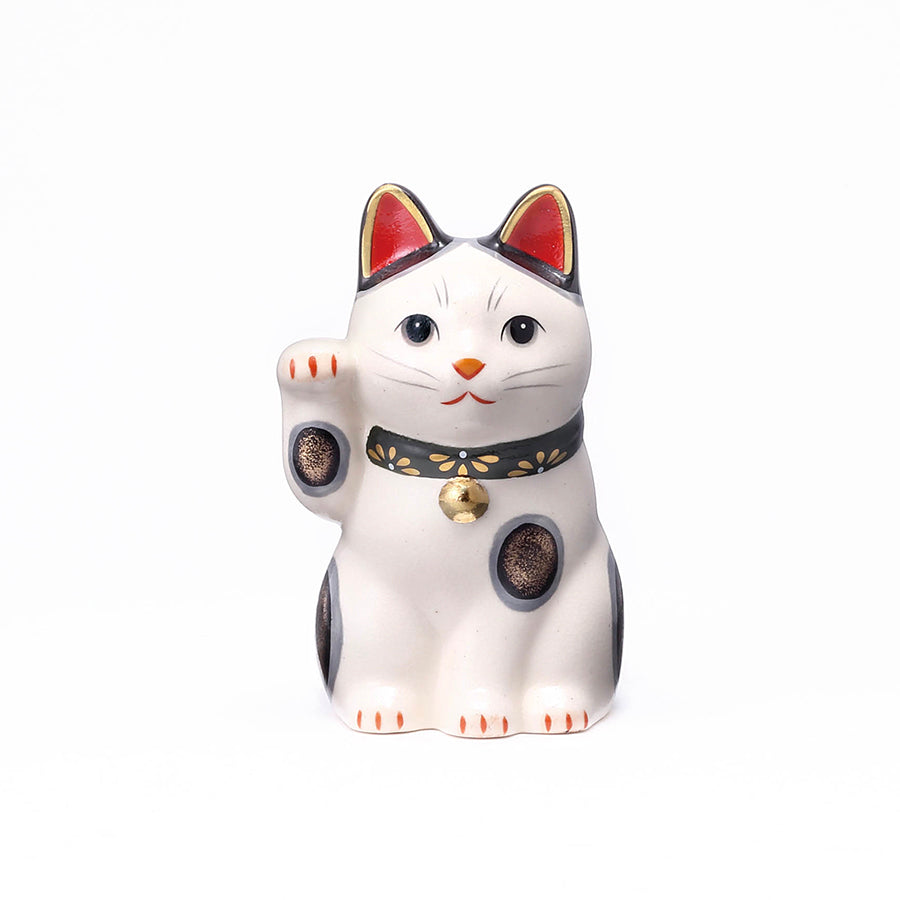 菊花招き猫(右手上げ・緑・小) – 中外陶園オンラインストア