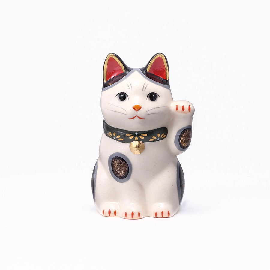 菊花招き猫(左手上げ・緑・小) – 中外陶園オンラインストア