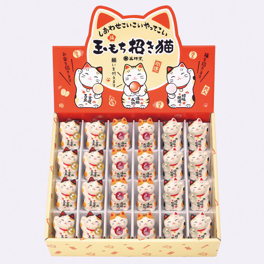 【未使用品】玉もち招き猫 薬師窯 24個セット 3種類×各8個 薬師窯 彩絵招き猫24個入りセット【特価/開運招福/粗品/通販/販促品