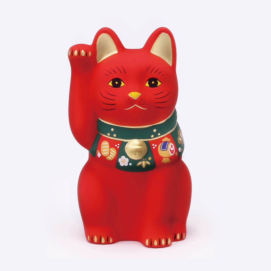 招き猫　2体セット　右手左手　招福赤青スカーフ猫　縁起物　手長猫　当時物　置物 招き猫 2体セット 右手左手 招福赤青スカーフ猫 縁起物 手長猫