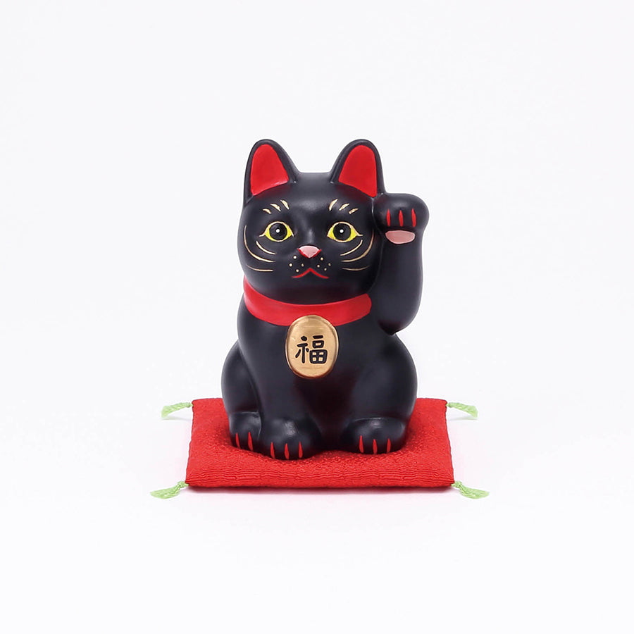 福まねき猫(左手・黒・小) – 中外陶園オンラインストア
