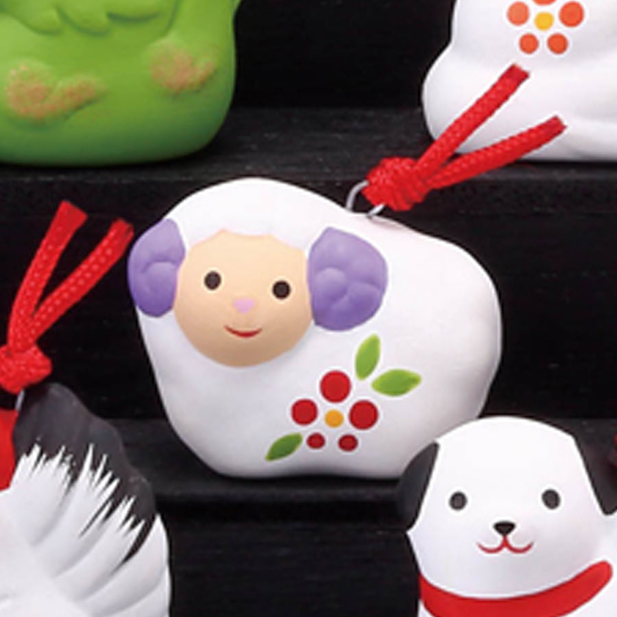 №97 錦彩招福寿々十二支段飾り(土鈴・小)※単品 未(ひつじ) – 中外陶園