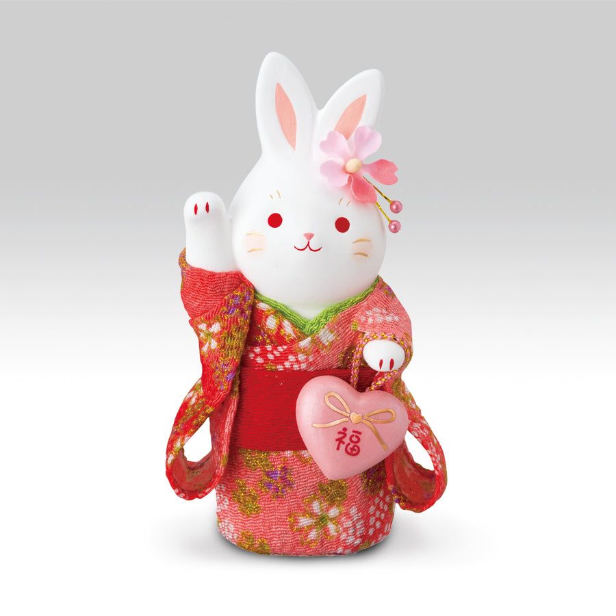 楽天市場】うさぎ ウサギ 兎 卯 置物 陶器 彩絵ふく福お願い