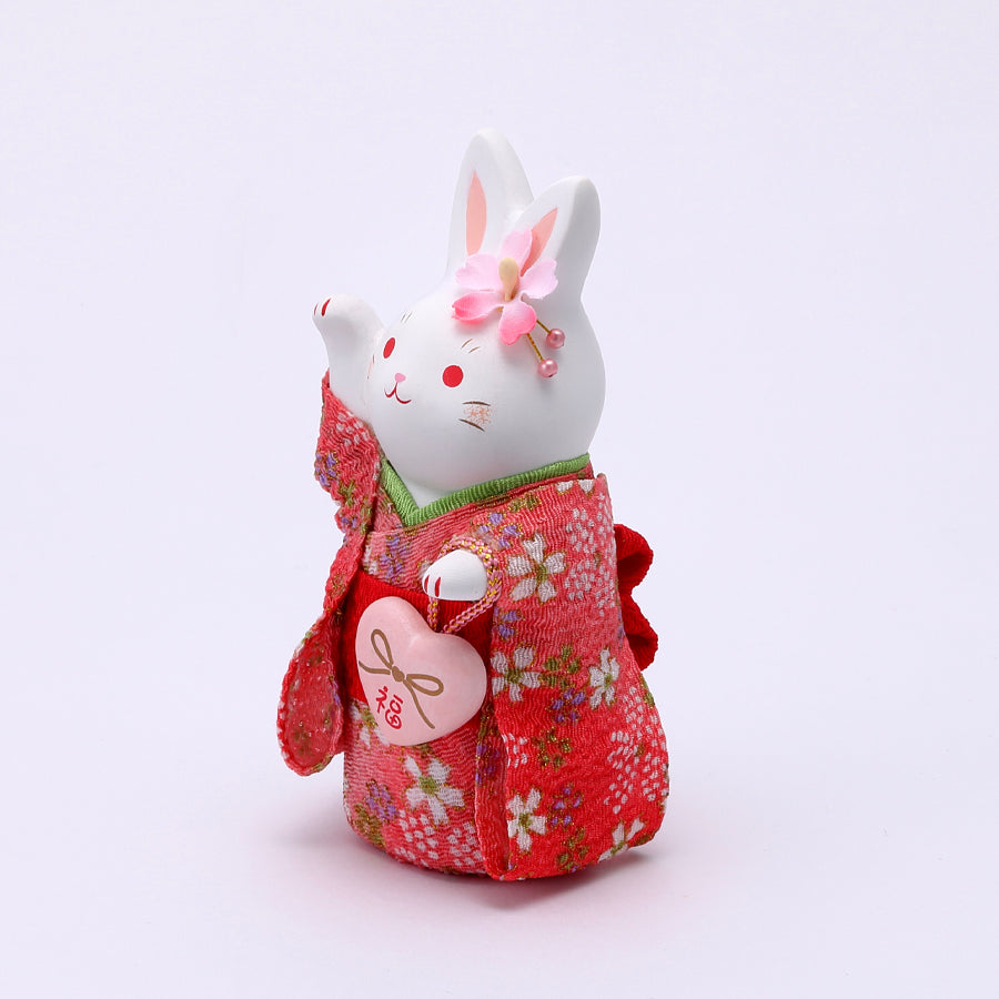 花うさぎ 錦彩ちりめんﾊｰﾄ花うさぎ(右手上げ・福) – 中外陶園オンラインストア