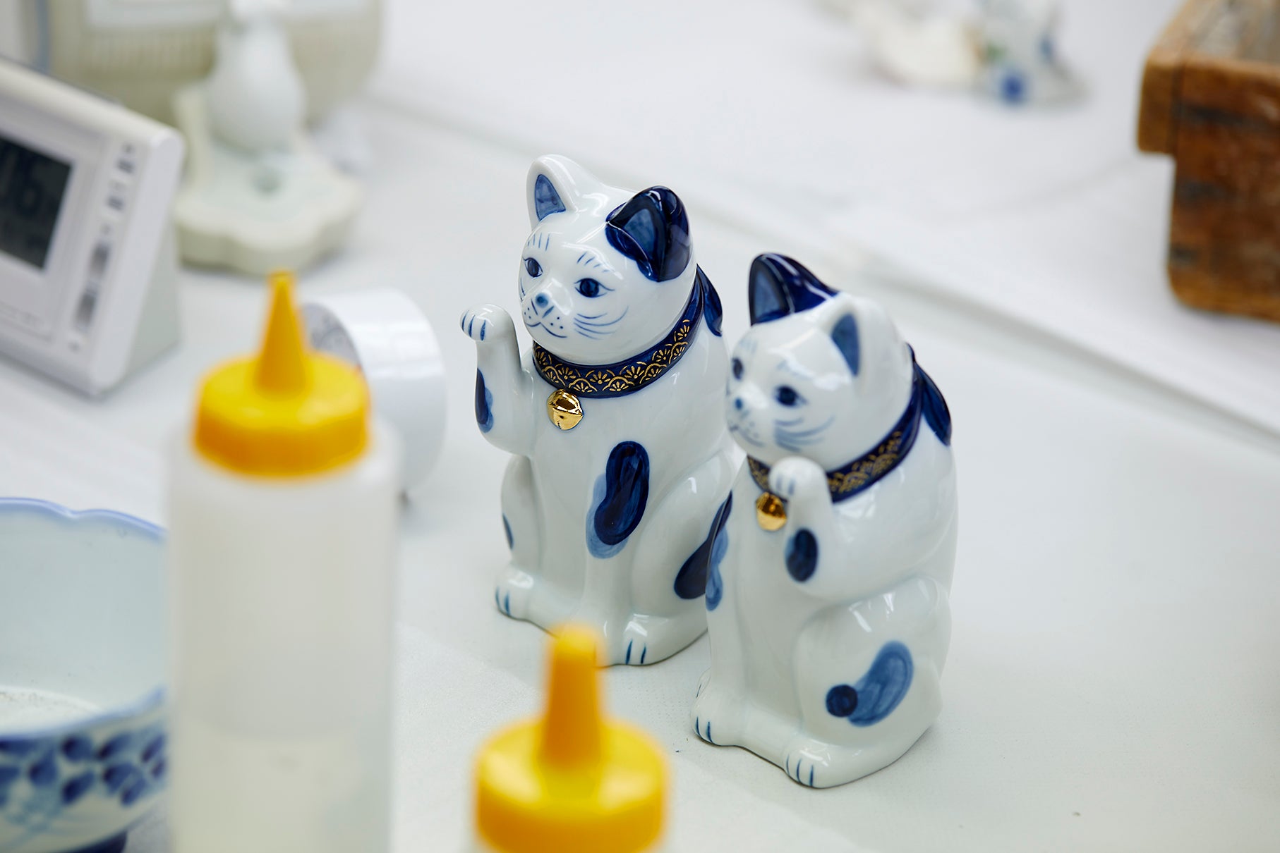猫の陶器ドールセット sen｜twin cats ねこの置物（陶器）【インテリア】【プレゼント