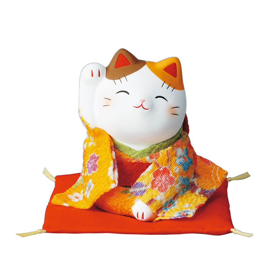 錦彩ちりめん招き猫(右手上げ・小) – 中外陶園オンラインストア