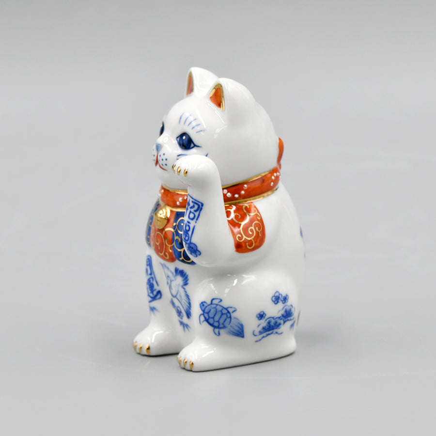 染錦開運招福招き猫(左手上げ・3.5号) – 中外陶園オンラインストア