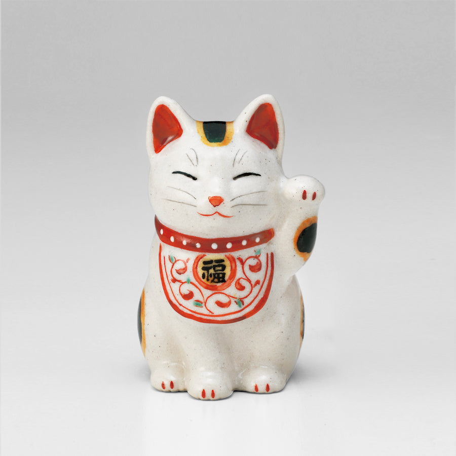 万福唐草 招き猫　ペア ｵﾝﾗｲﾝｽﾄｱ限定】陶彩万福唐草招き猫(右・左手上げｾｯﾄ・小・桐箱入