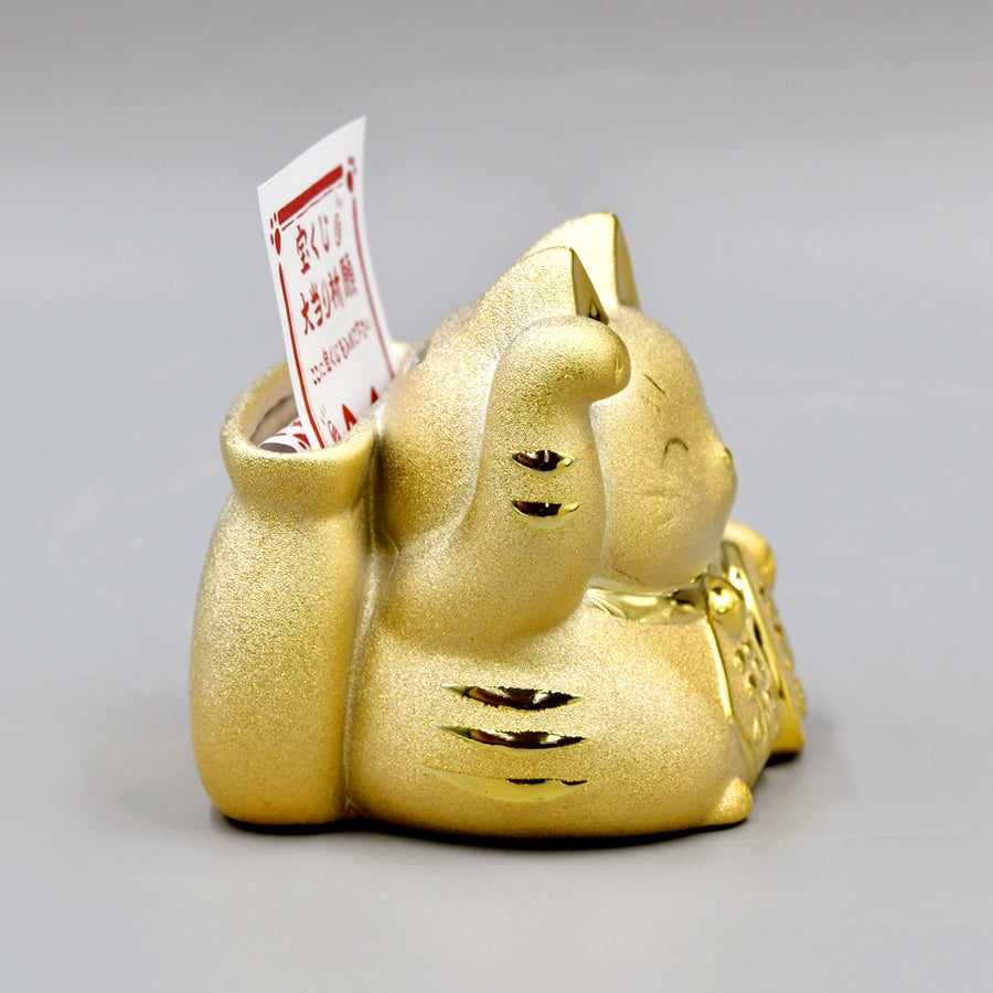 招き猫　宝くじ入れ　貯金箱 伊勢神宮　おかげ横丁他　6点 貯金箱 幸せ招き猫 宝くじ入れ（大）みけ・縁起物 / 京都の人形