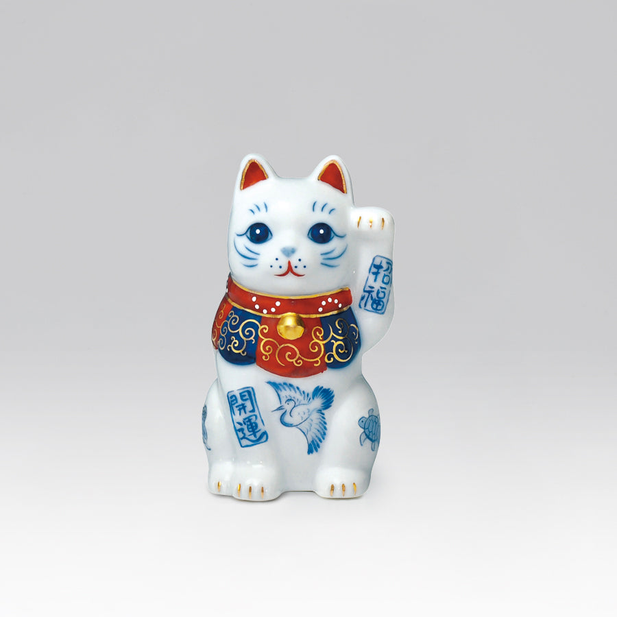 染錦開運招福招き猫(左手上げ・2.5号) – 中外陶園オンラインストア