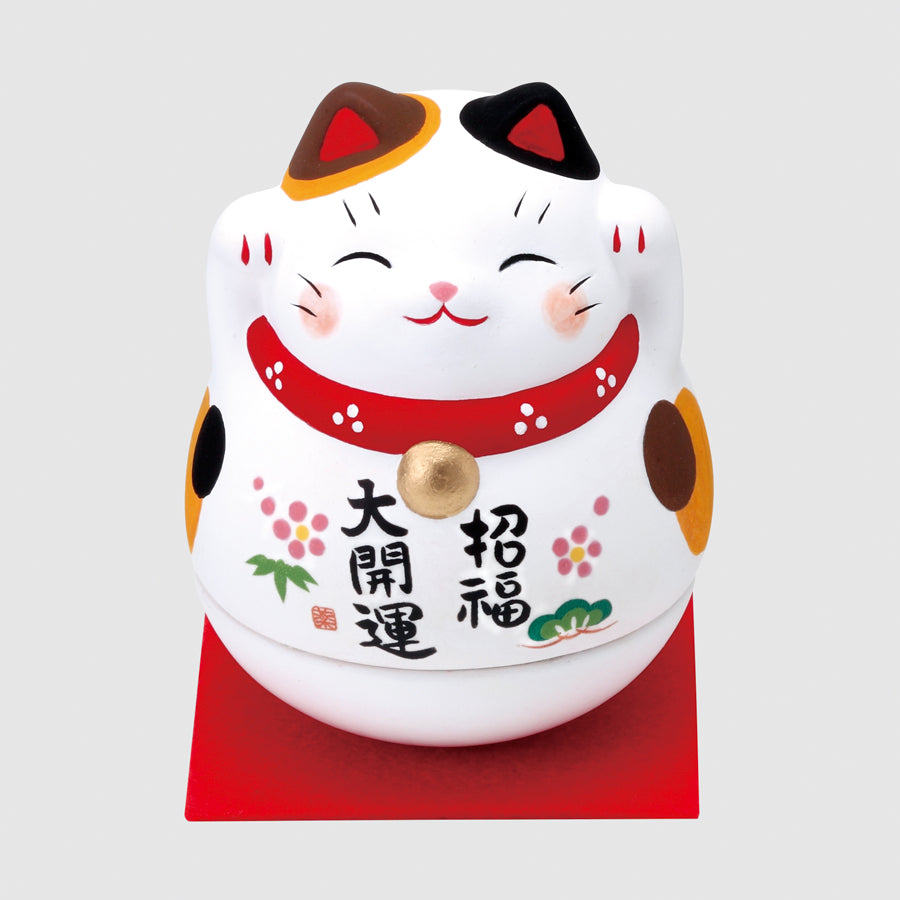錦彩おきあがり大開運招き猫(みけ) – 中外陶園オンラインストア