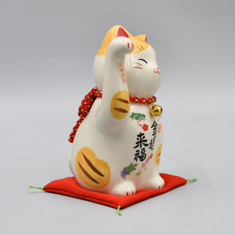彩絵金運来福招き猫(鈴付・大・貯金箱) – 中外陶園オンラインストア