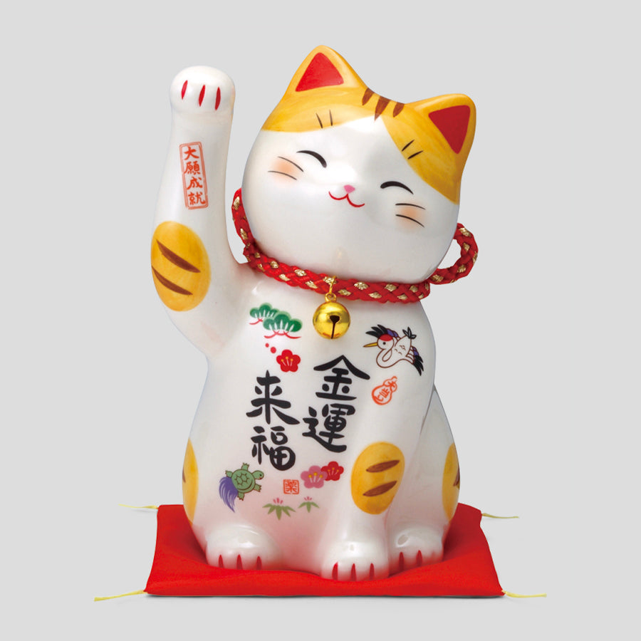 彩絵金運来福招き猫(鈴付・大・貯金箱) – 中外陶園オンラインストア