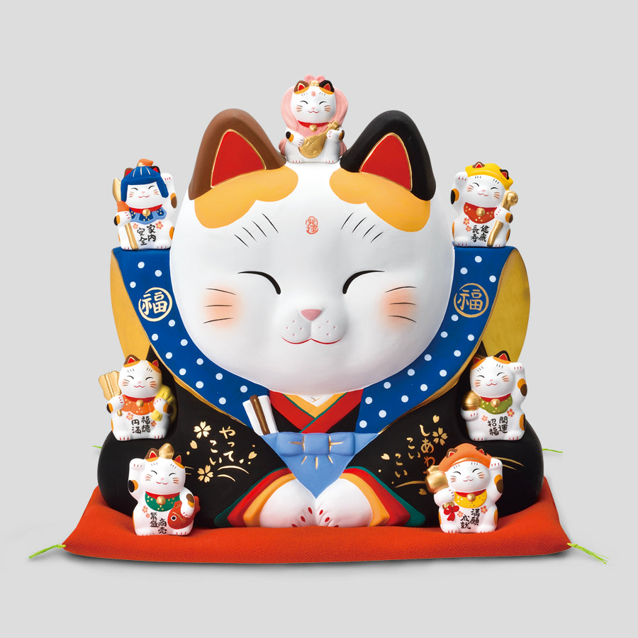 錦彩七福神福助招き猫(10号) – 中外陶園オンラインストア