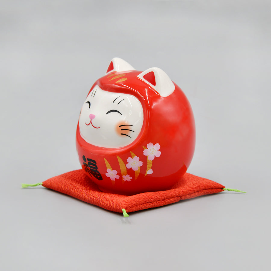 Amazon.co.jp: 薬師窯 彩絵 開運 猫だるま 貯金箱 特大 高さ18cm