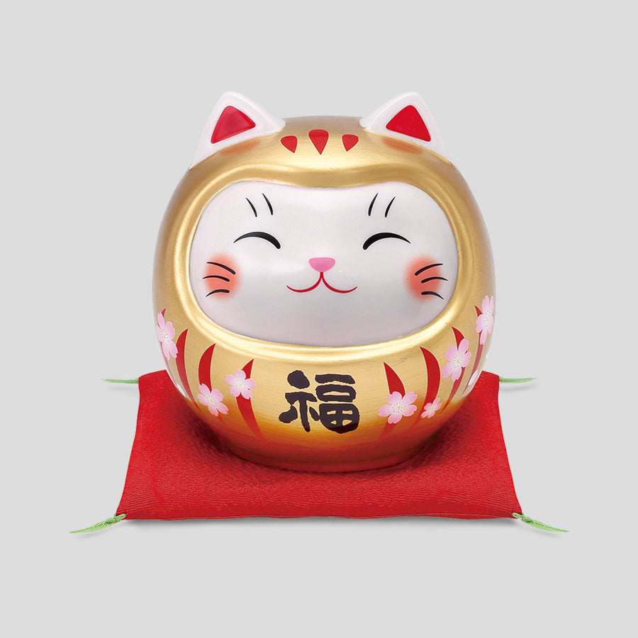 彩絵開運猫だるま(桜金福・中・貯金箱) – 中外陶園オンラインストア