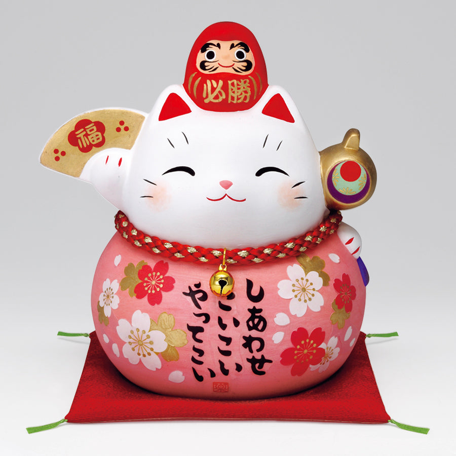 彩耀必勝だるま招き猫(福桜・大・貯金箱) – 中外陶園オンラインストア