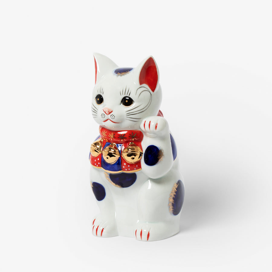 染錦招き猫(8号・桐箱入) – 中外陶園オンラインストア