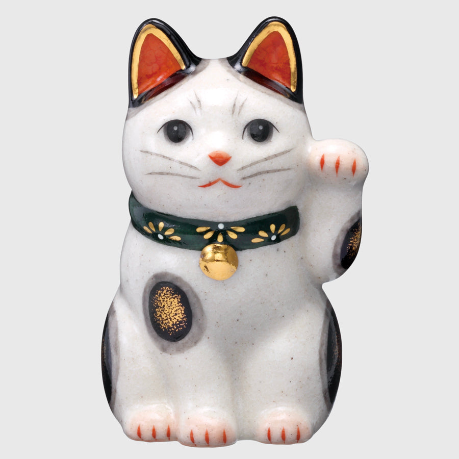 菊花招き猫(左手上げ・緑・小) – 中外陶園オンラインストア