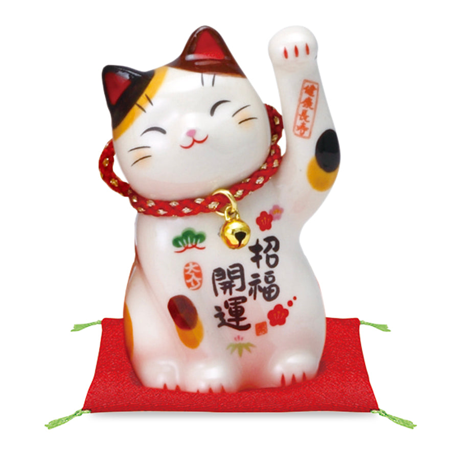 彩絵招福開運招き猫(鈴付･小)